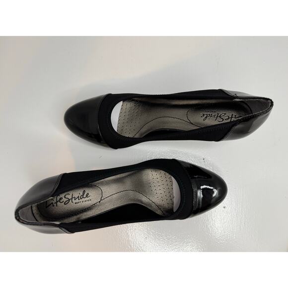 Life Stride Soft System Parigi Pumps 8.5 M Black Patent/Microsuede Comfort Heel - Picture 5 of 10